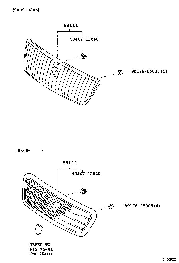 53111-22640 GRILLE, RADIATOR product image
