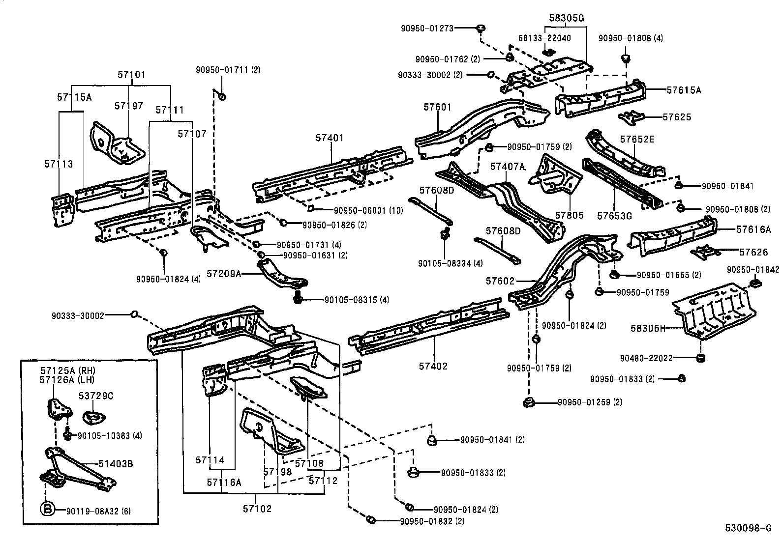 57028-22030 MEMBER, FRONT SIDE, LH product image