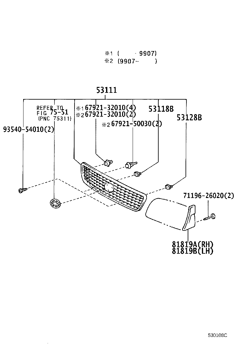 53100-95J18 GRILLE, RADIATOR product image