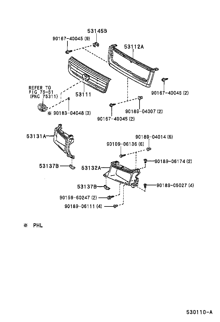 53114-0B040 GRILLE, RADIATOR product image