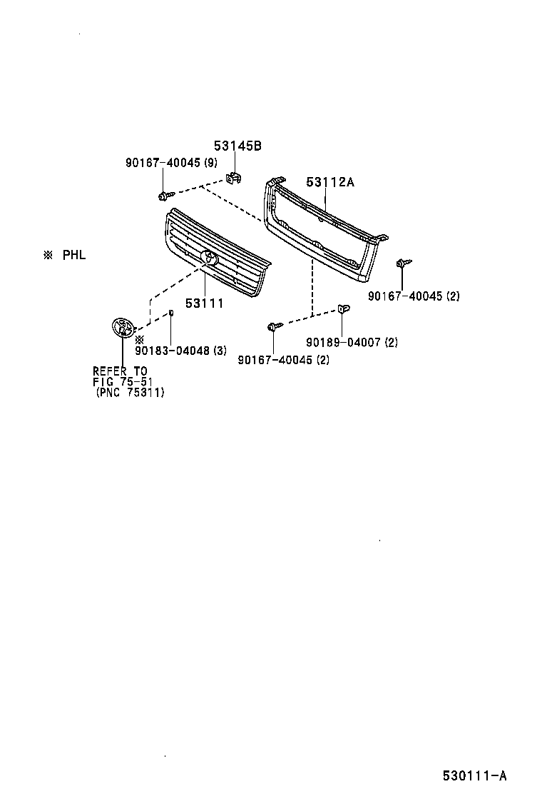53114-0B040 GRILLE, RADIATOR product image