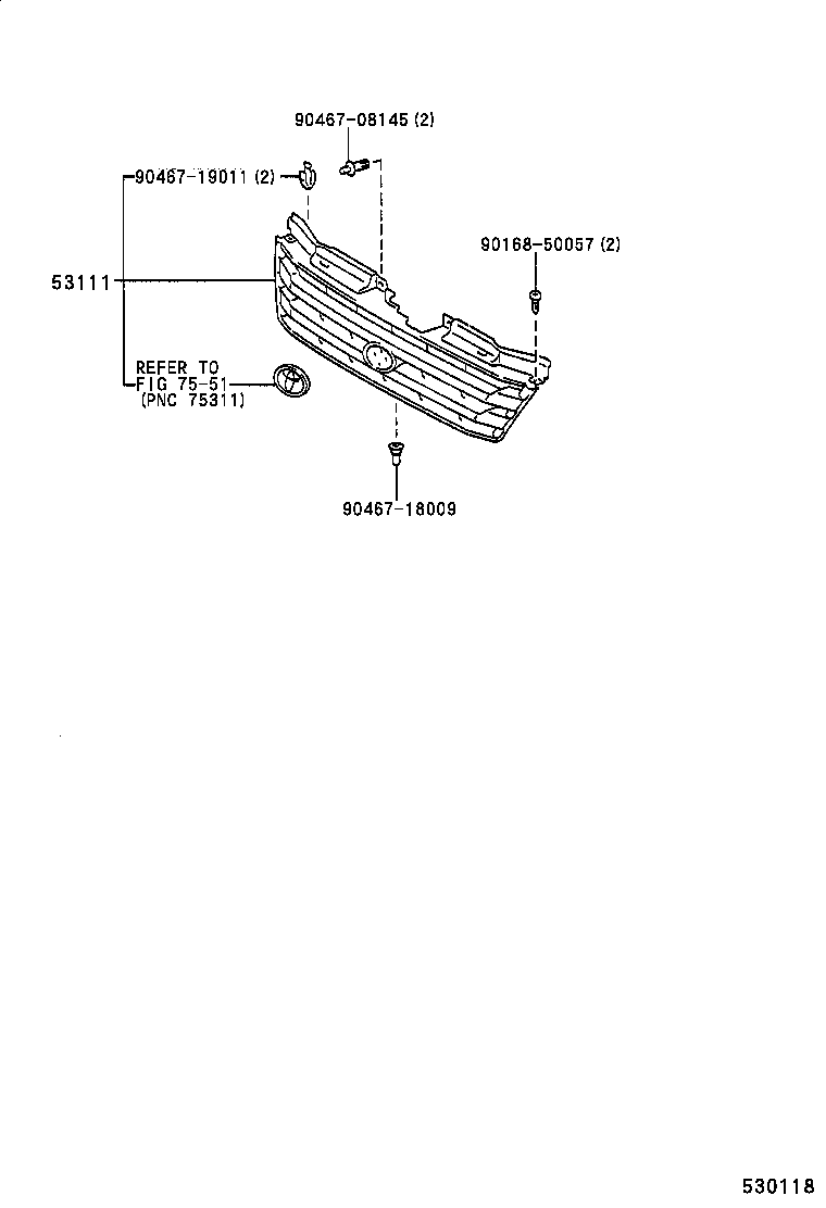 53100-28170 GRILLE, RADIATOR product image
