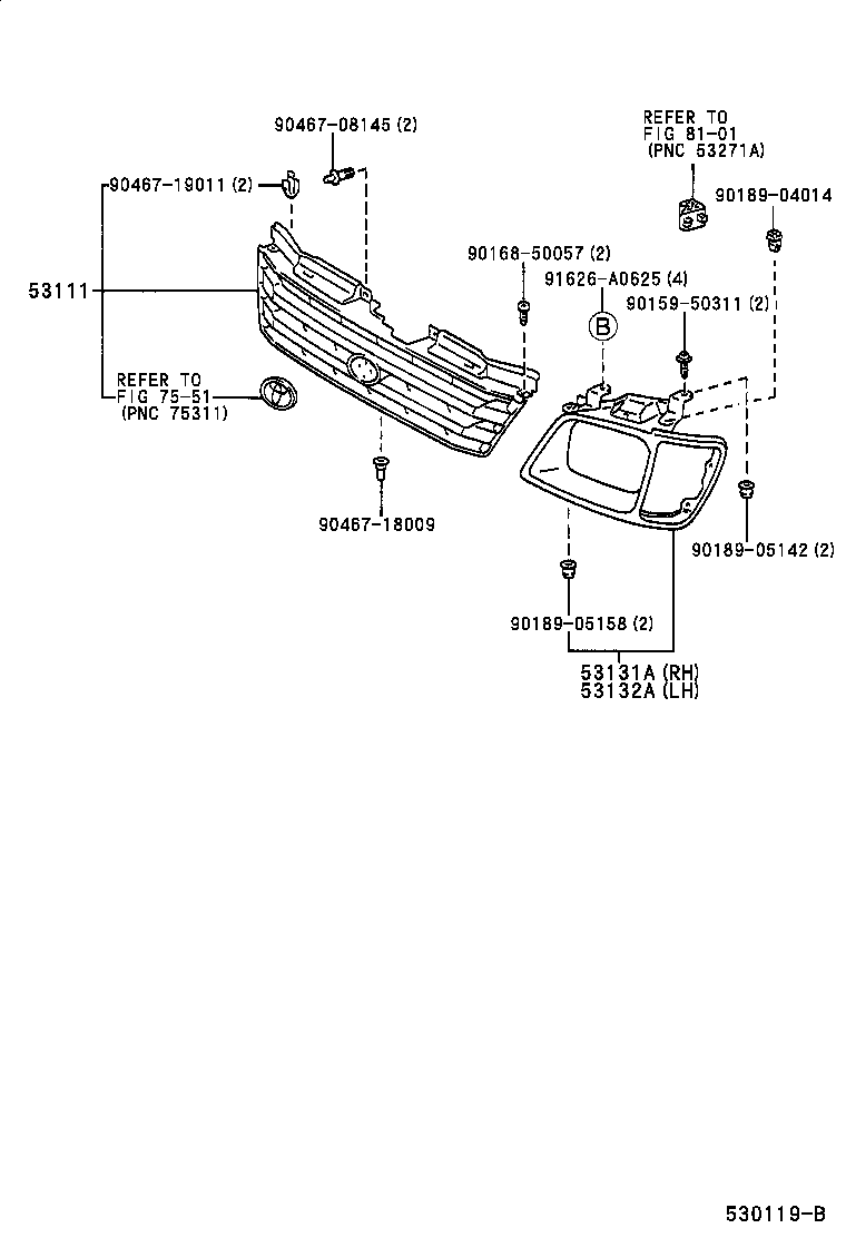 53100-28170 GRILLE, RADIATOR product image
