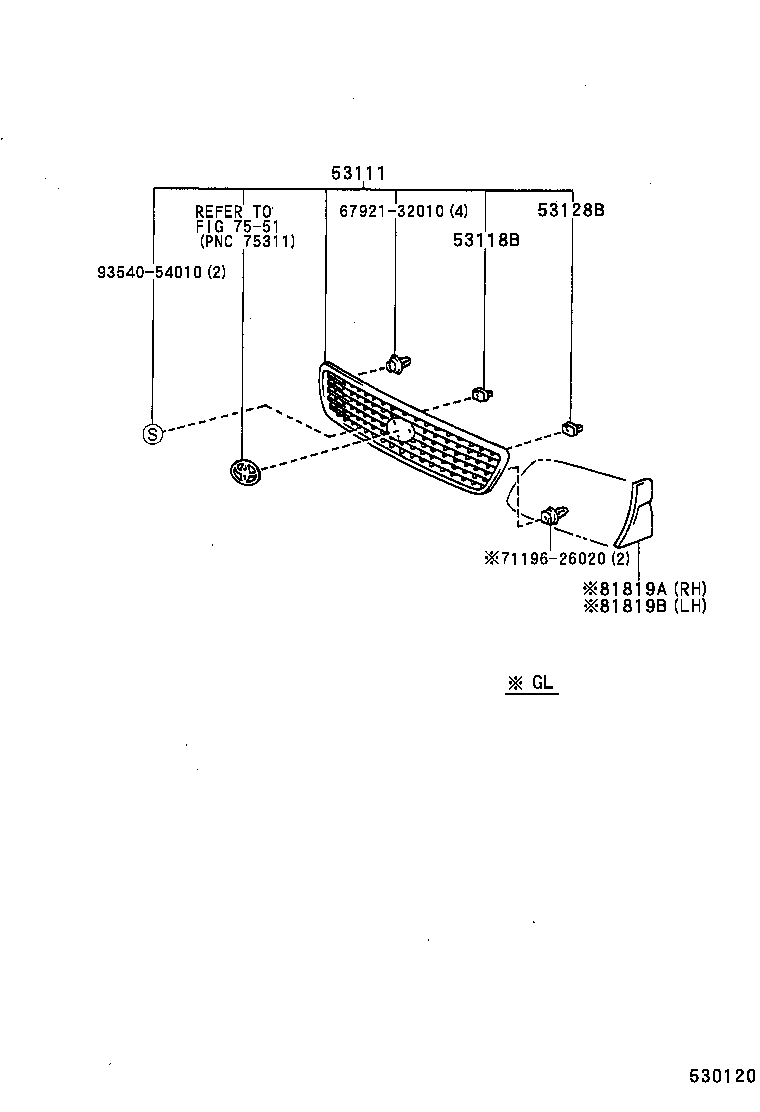 53100-26100 GRILLE, RADIATOR product image