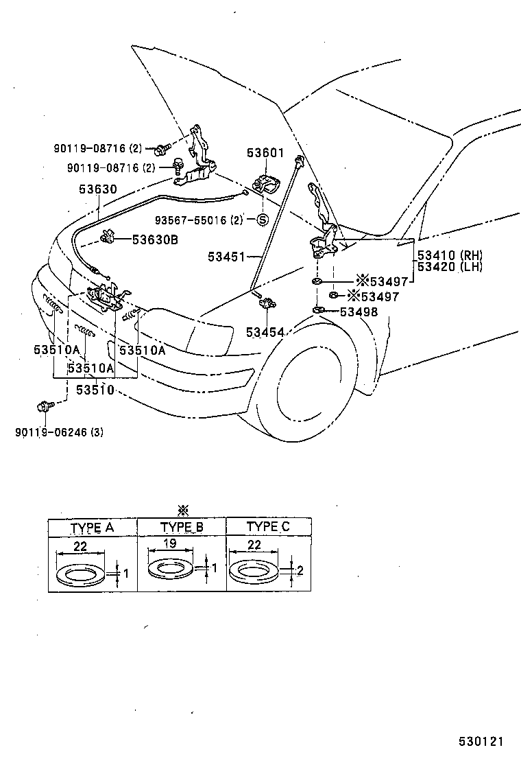 53451-0A010 ROD, HOOD SUPPORT product image