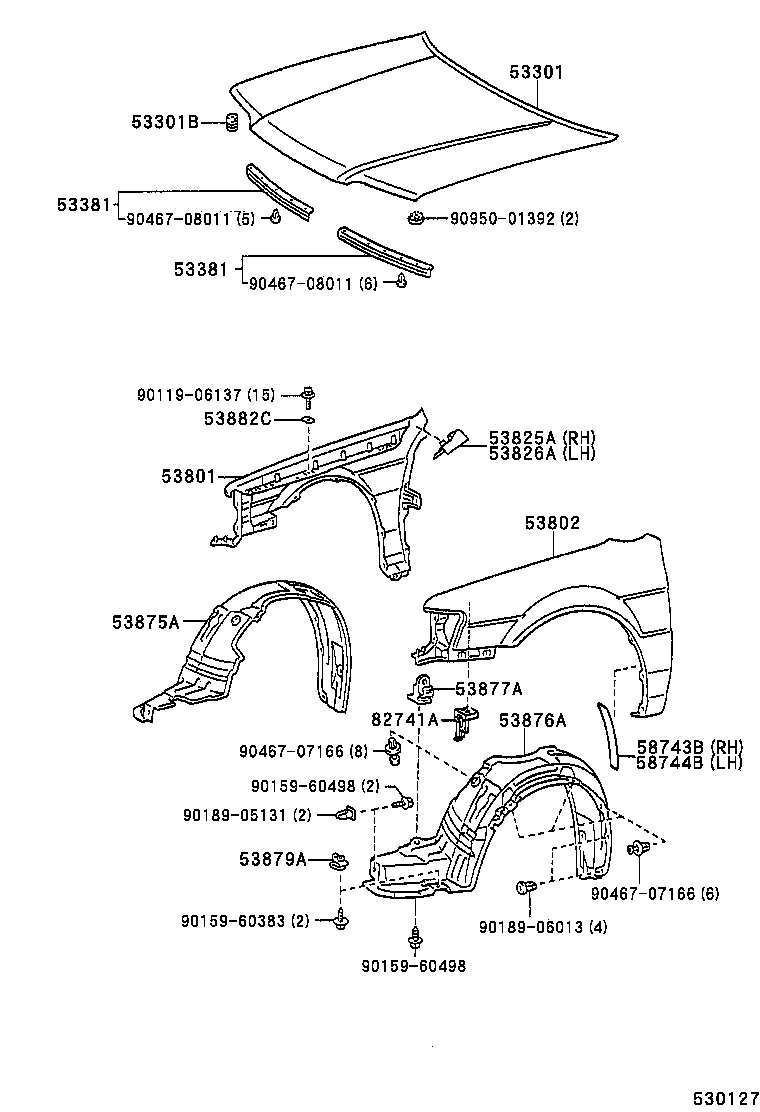 53801-16430 FENDER SUB-ASSY, FRONT RH product image