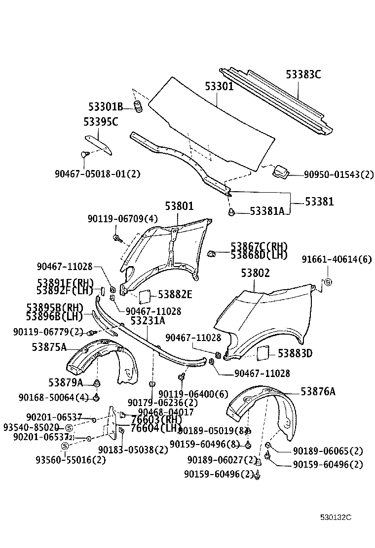 53802-28050 FENDER SUB-ASSY, FRONT LH product image