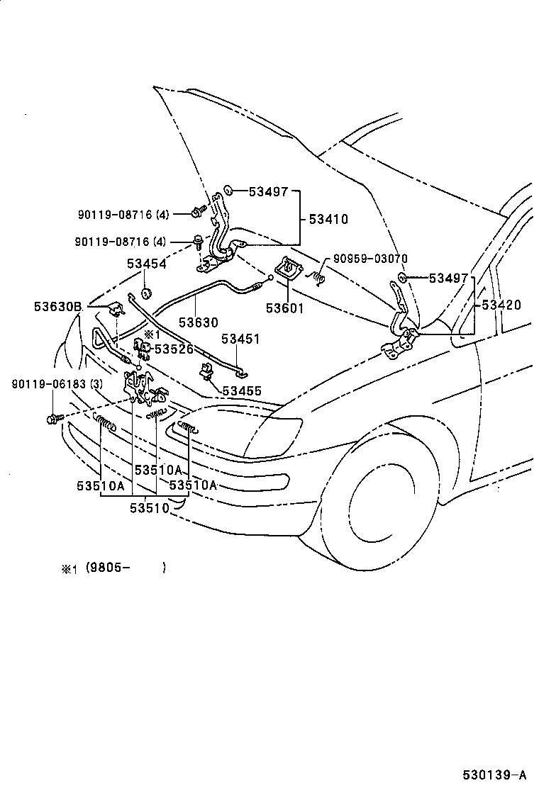 53630-13010 CABLE ASSY, HOOD LOCK CONTROL product image