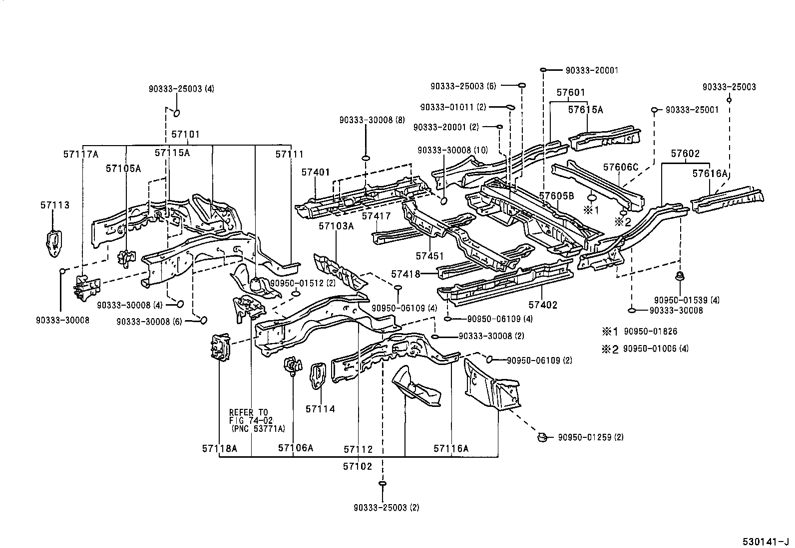 57451-33040 MEMBER, FRONT FLOOR CROSS product image