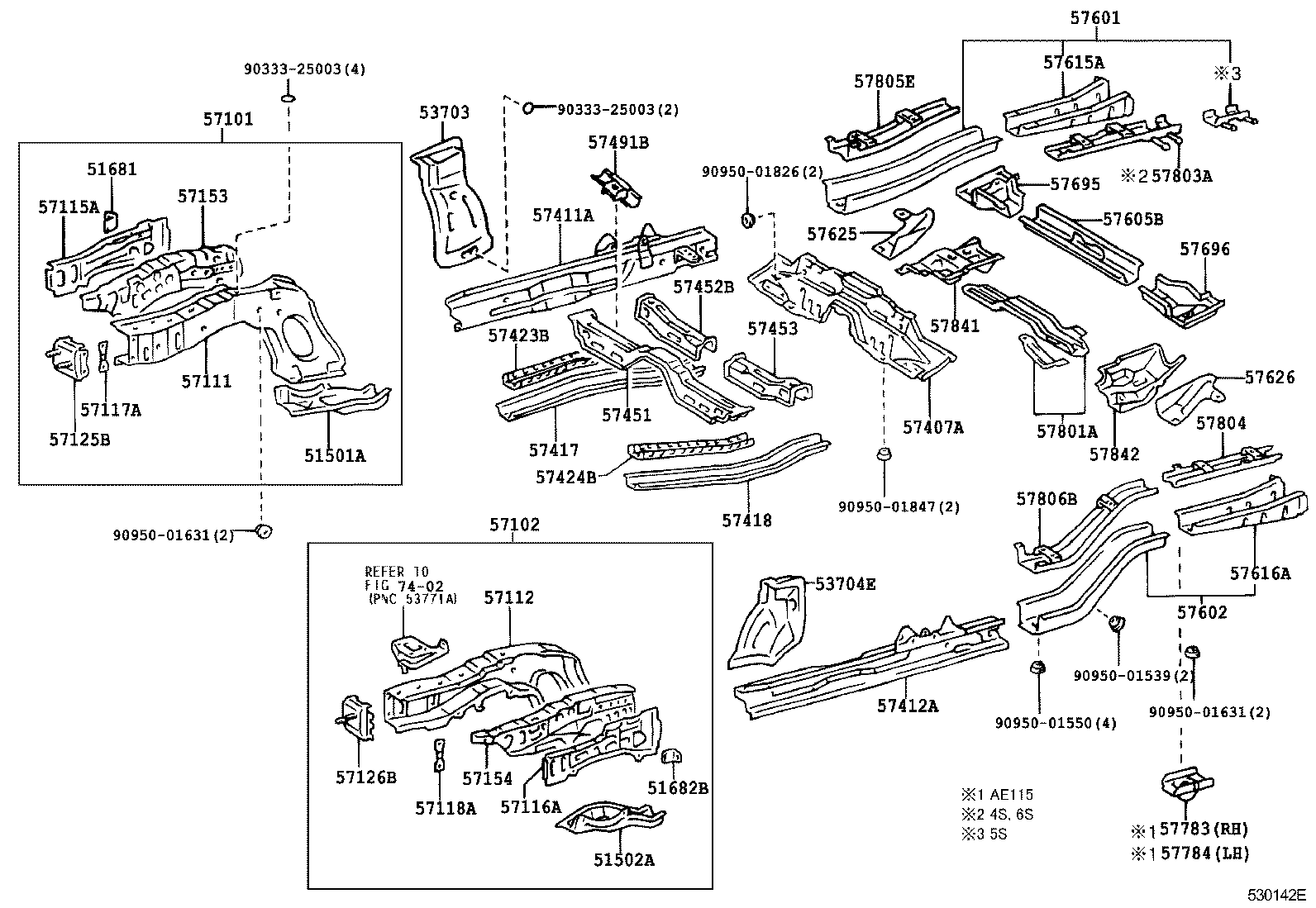 57601-13360 MEMBER SUB-ASSY, REAR FLOOR SIDE, RH product image