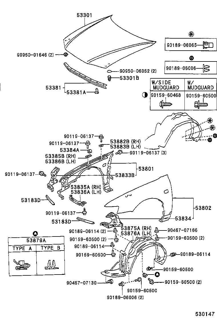 53301-12720 HOOD SUB-ASSY product image