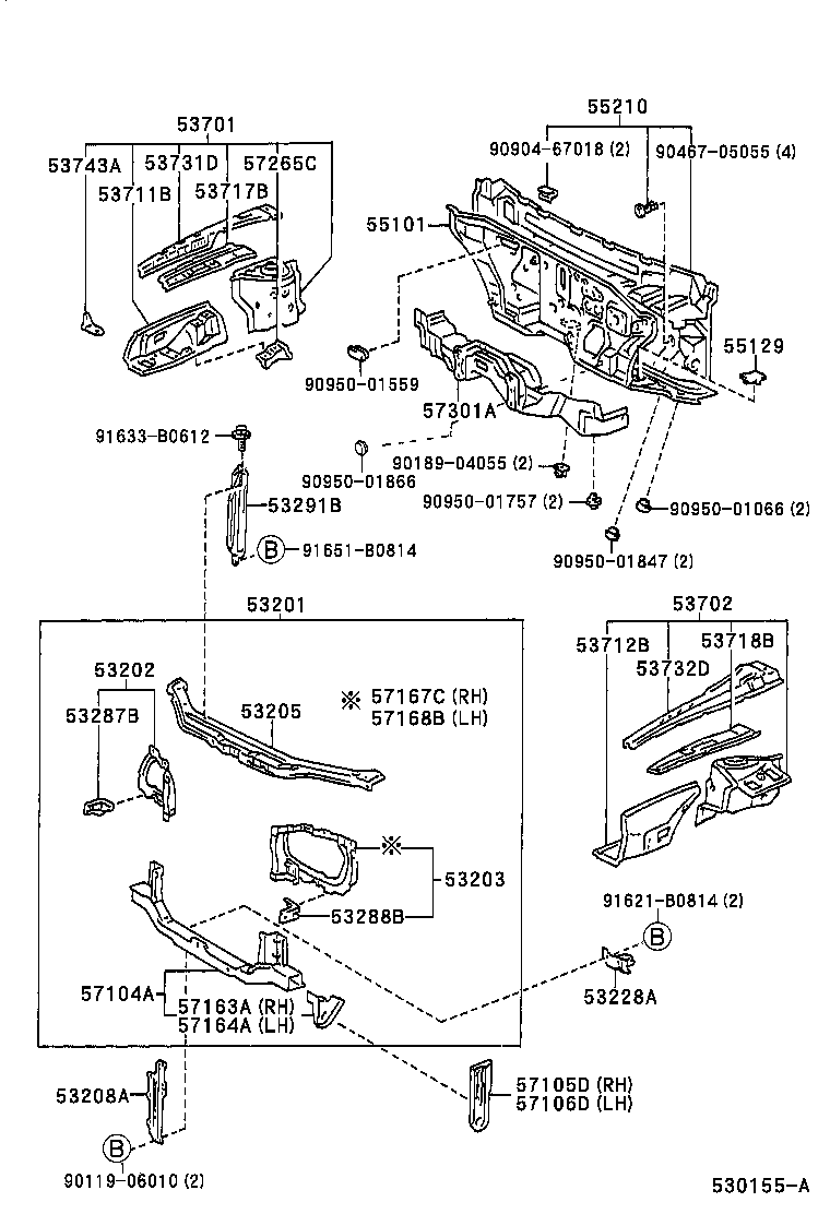 Toyota 53701-1A071 APRON SUB-ASSY, FRONT FENDER, RH