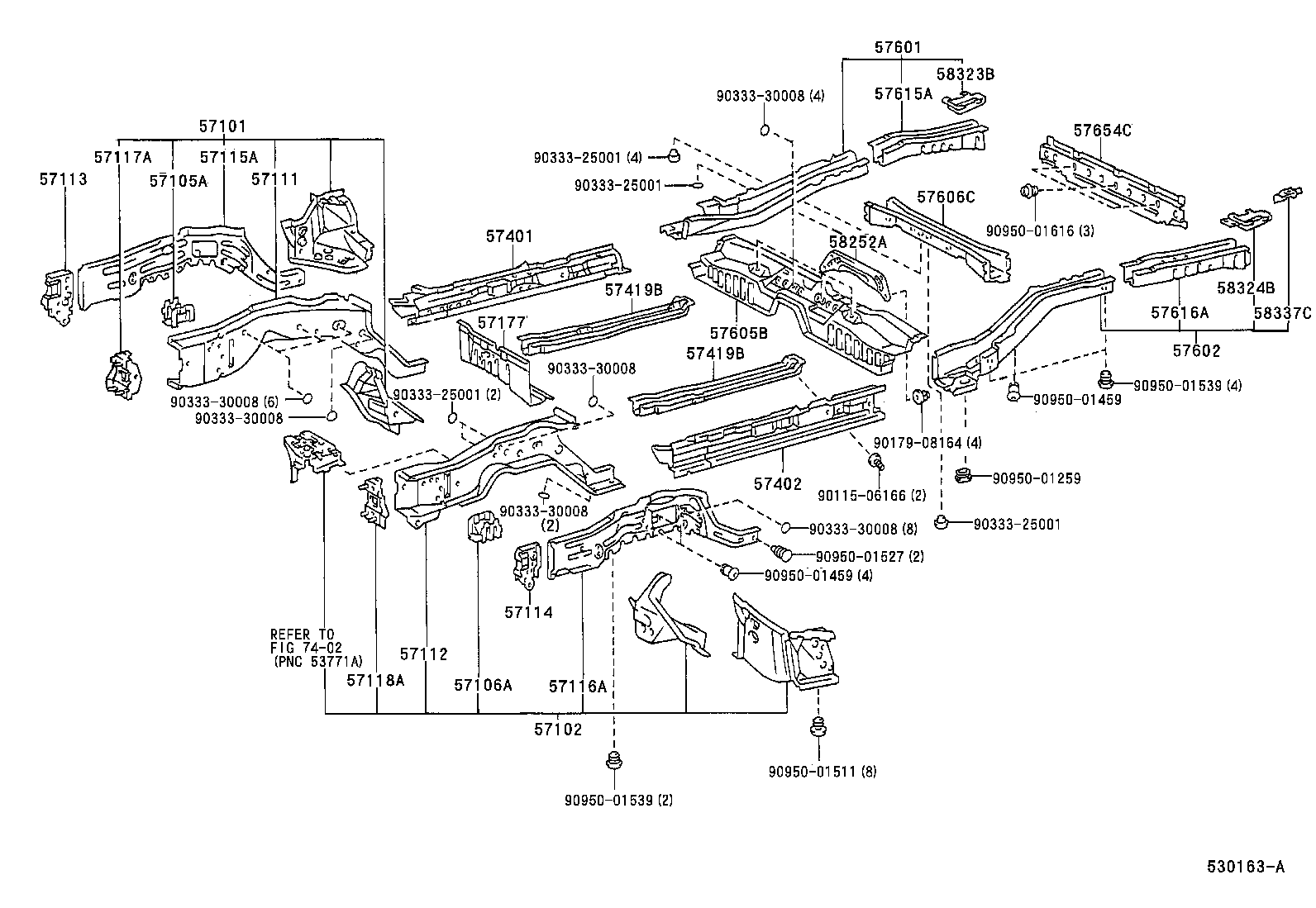 57602-07011 MEMBER SUB-ASSY, REAR FLOOR SIDE, LH product image