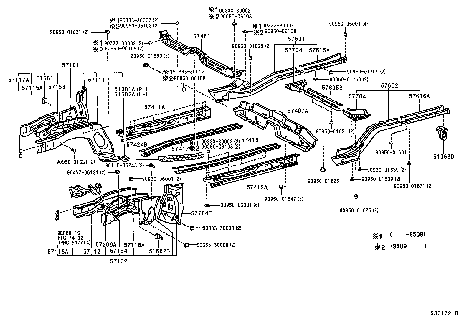 57601-12929 MEMBER SUB-ASSY, REAR FLOOR SIDE, RH product image