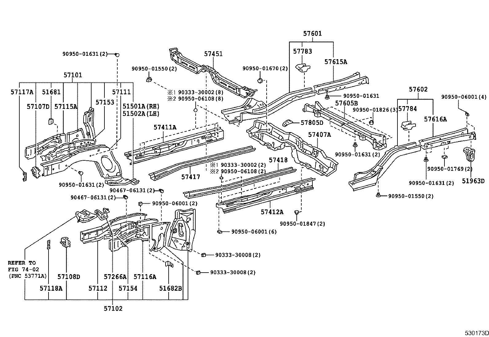 57125-12110 REINFORCE SUB-ASSY, FRONT BUMPER MOUNTING, RH product image