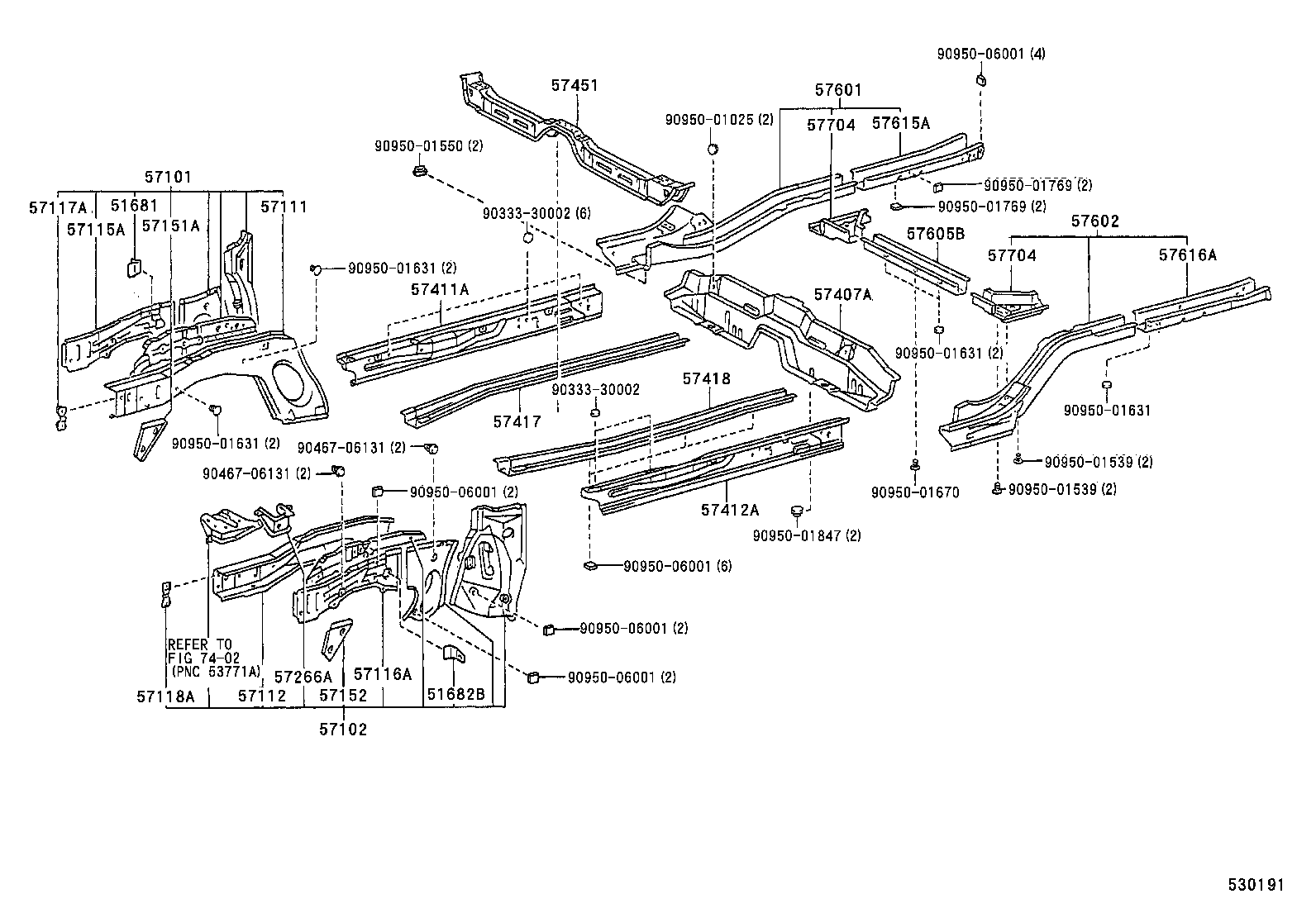 57101-12830 MEMBER SUB-ASSY, FRONT SIDE, RH product image
