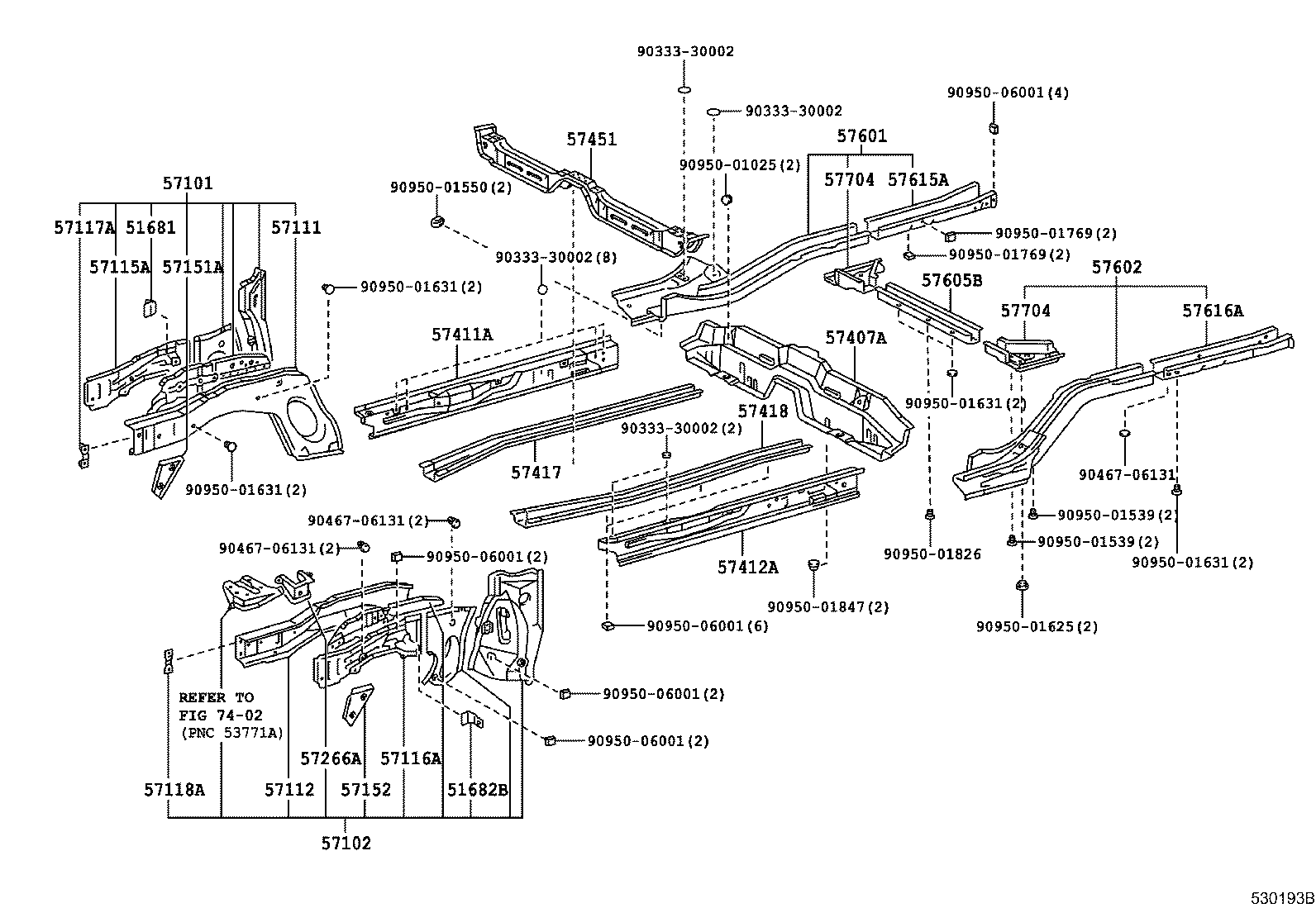 57125-12110 REINFORCE SUB-ASSY, FRONT BUMPER MOUNTING, RH product image