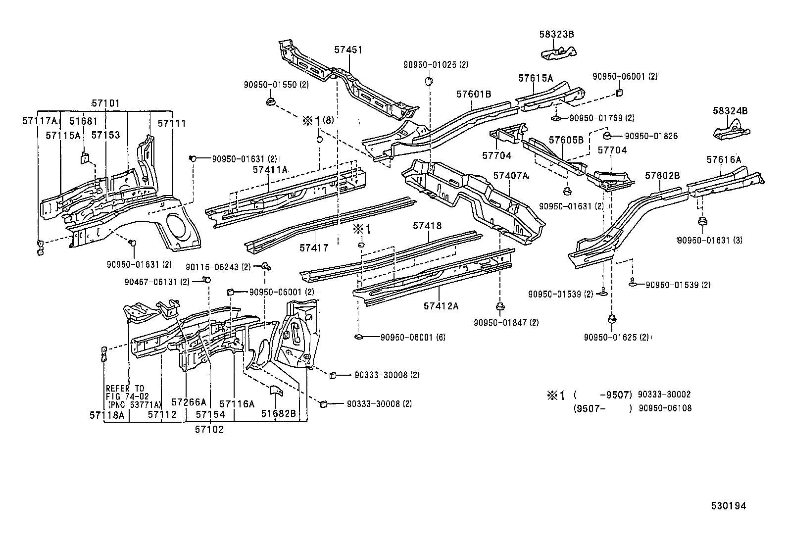 57101-12830 MEMBER SUB-ASSY, FRONT SIDE, RH product image