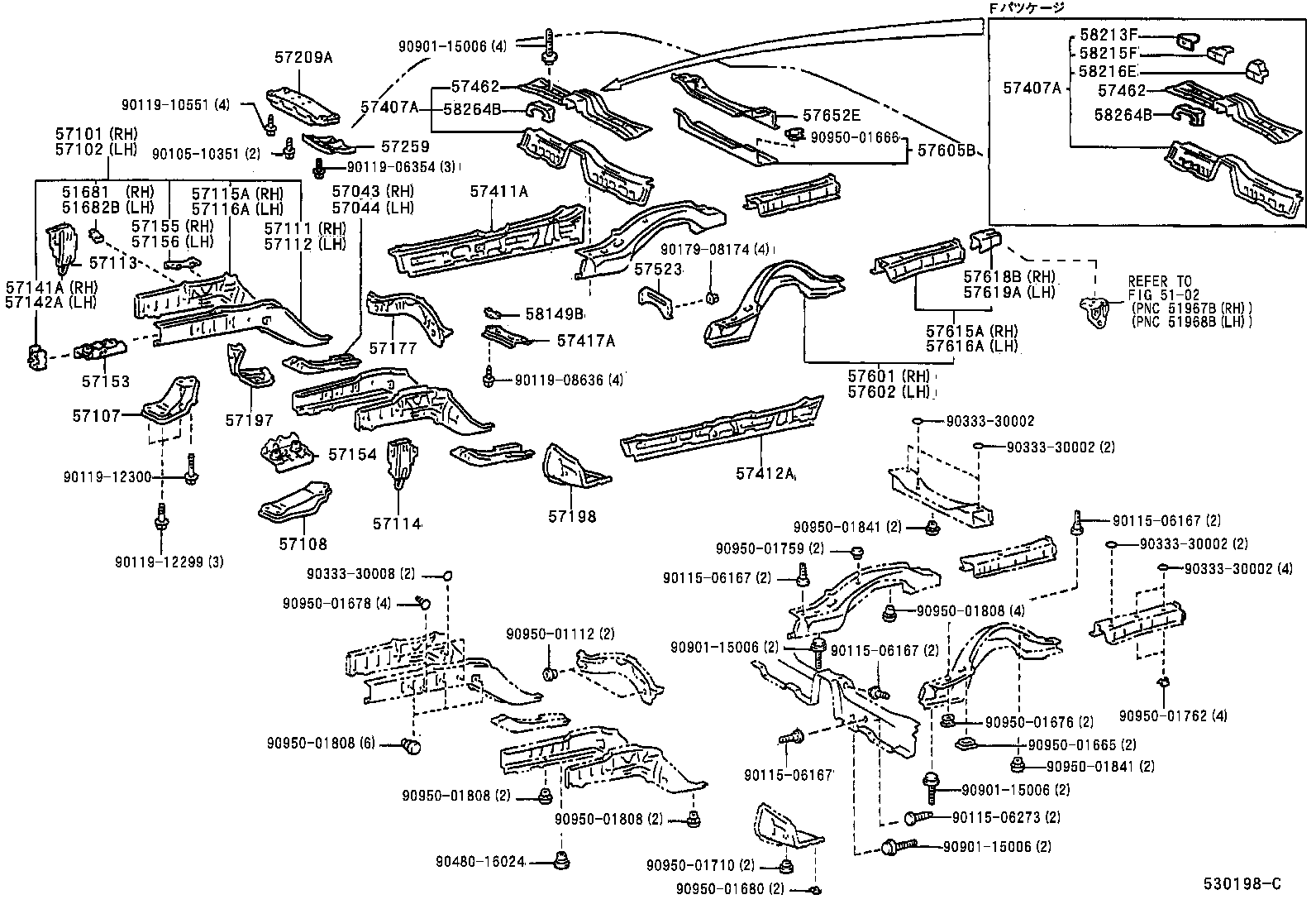 57102-50909 MEMBER SUB-ASSY, FRONT SIDE, LH product image