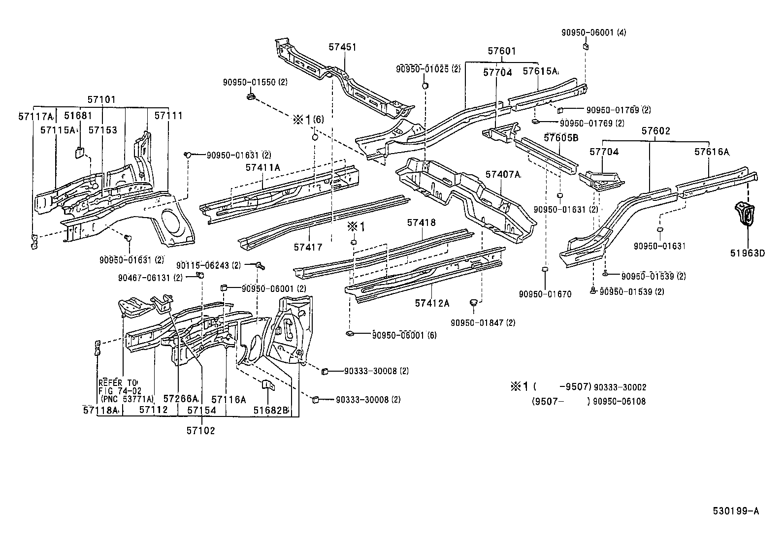 57101-12830 MEMBER SUB-ASSY, FRONT SIDE, RH product image