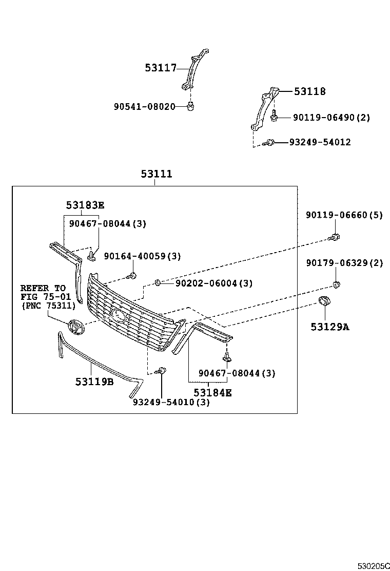 53100-50080 GRILLE, RADIATOR product image