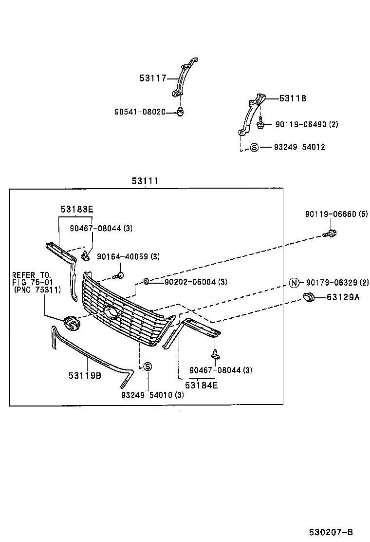 Toyota 53100-50070 GRILLE, RADIATOR