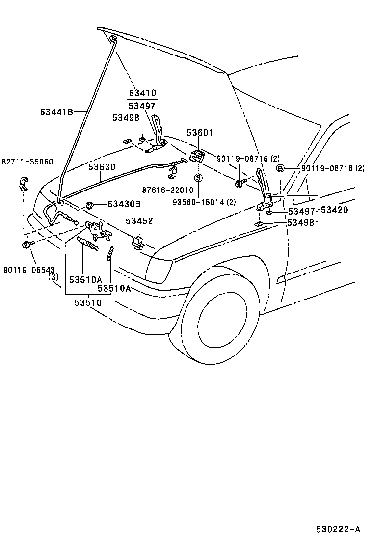 53630-35010 CABLE ASSY, HOOD LOCK CONTROL product image