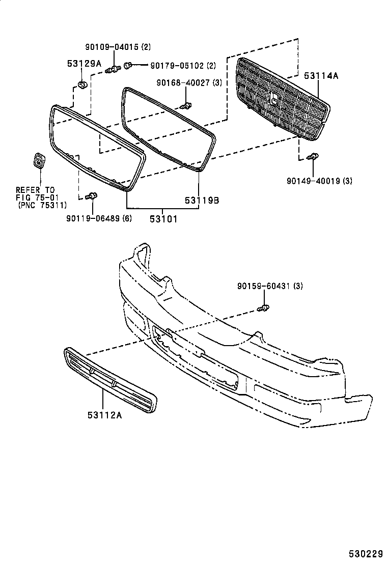 53101-40020 GRILLE SUB-ASSY, RADIATOR product image