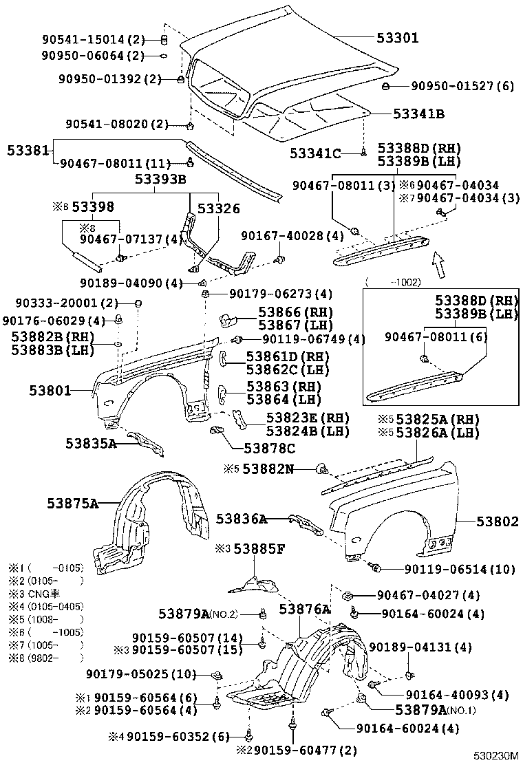 53801-40011 FENDER SUB-ASSY, FRONT RH product image