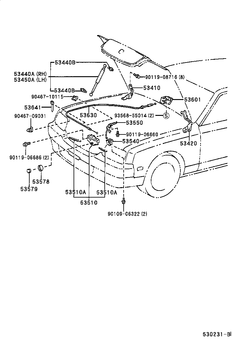 53550-40011 HOOK ASSY, HOOD AUXILIARY CATCH product image