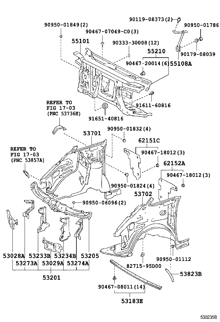 53701-28030 APRON SUB-ASSY, FRONT FENDER, RH product image