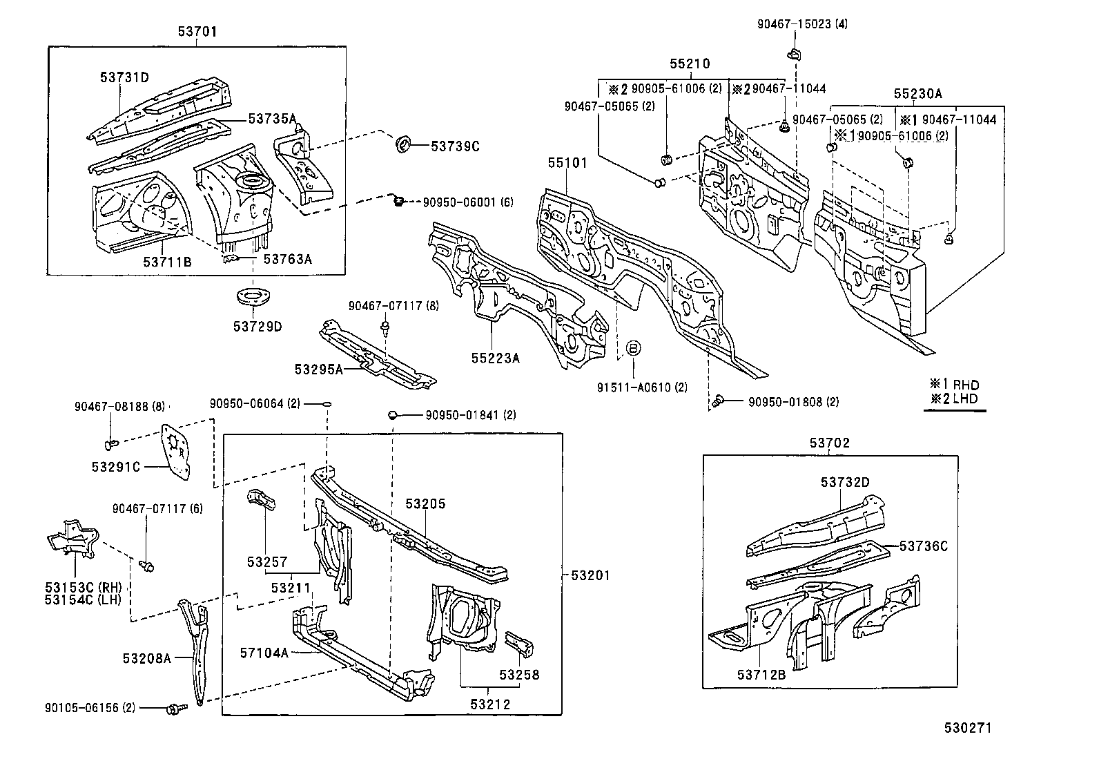 53701-30880 APRON SUB-ASSY, FRONT FENDER, RH product image