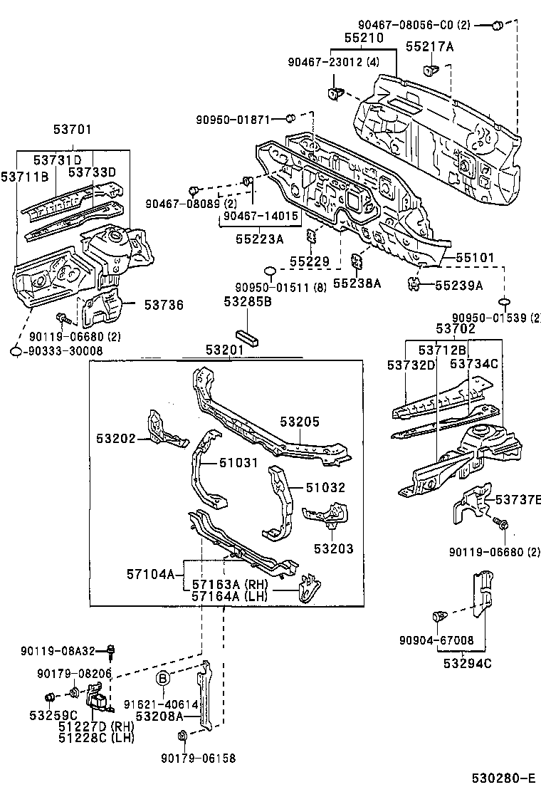 53259-33010 CLIP, RADIATOR SUPPORT TO FRAME SEAL product image