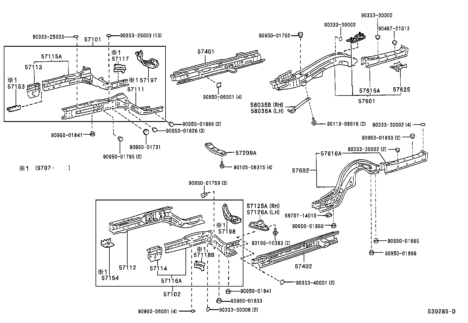 57602-30901 MEMBER SUB-ASSY, REAR FLOOR SIDE, LH product image