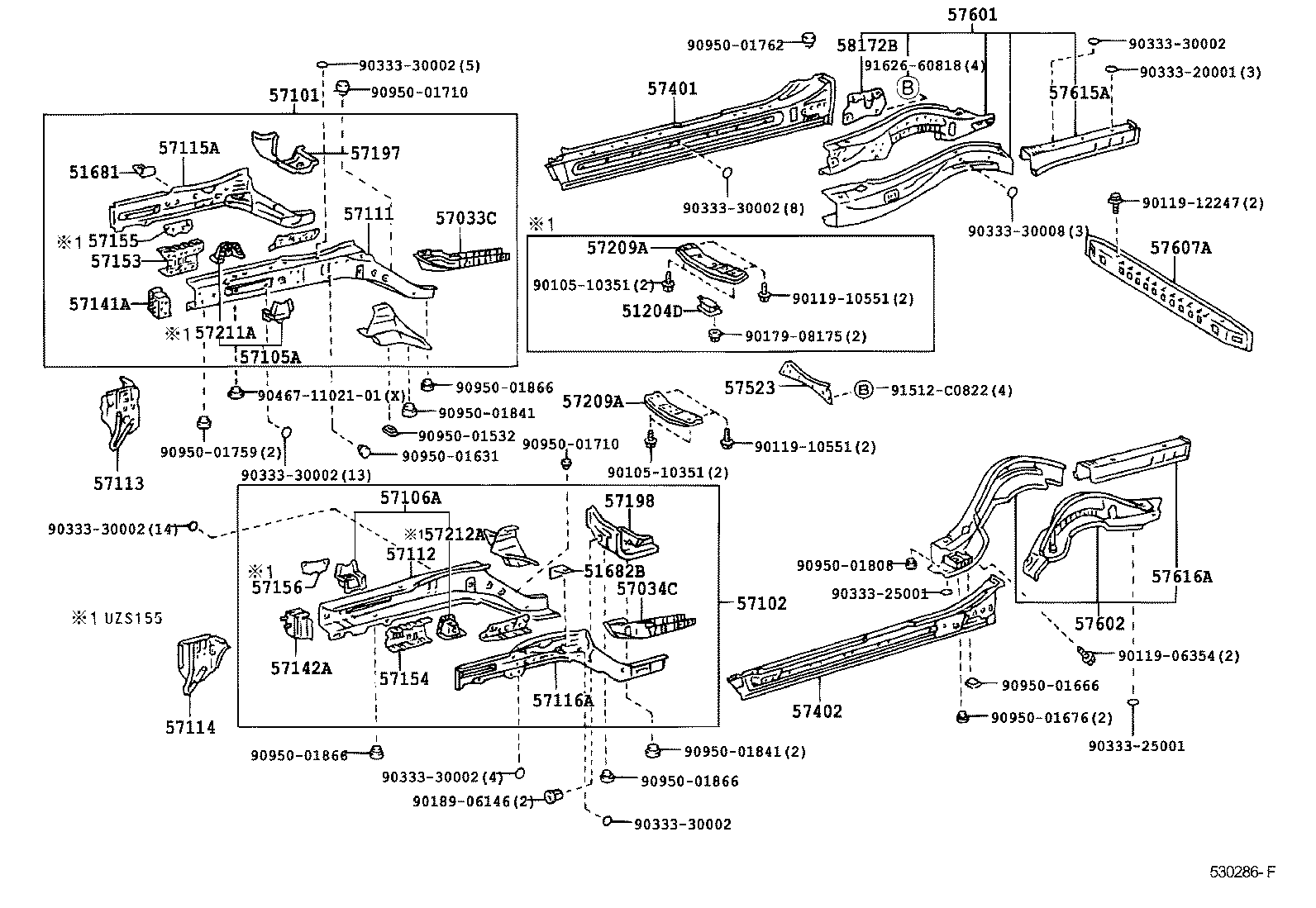 57601-30902 MEMBER SUB-ASSY, REAR FLOOR SIDE, RH product image