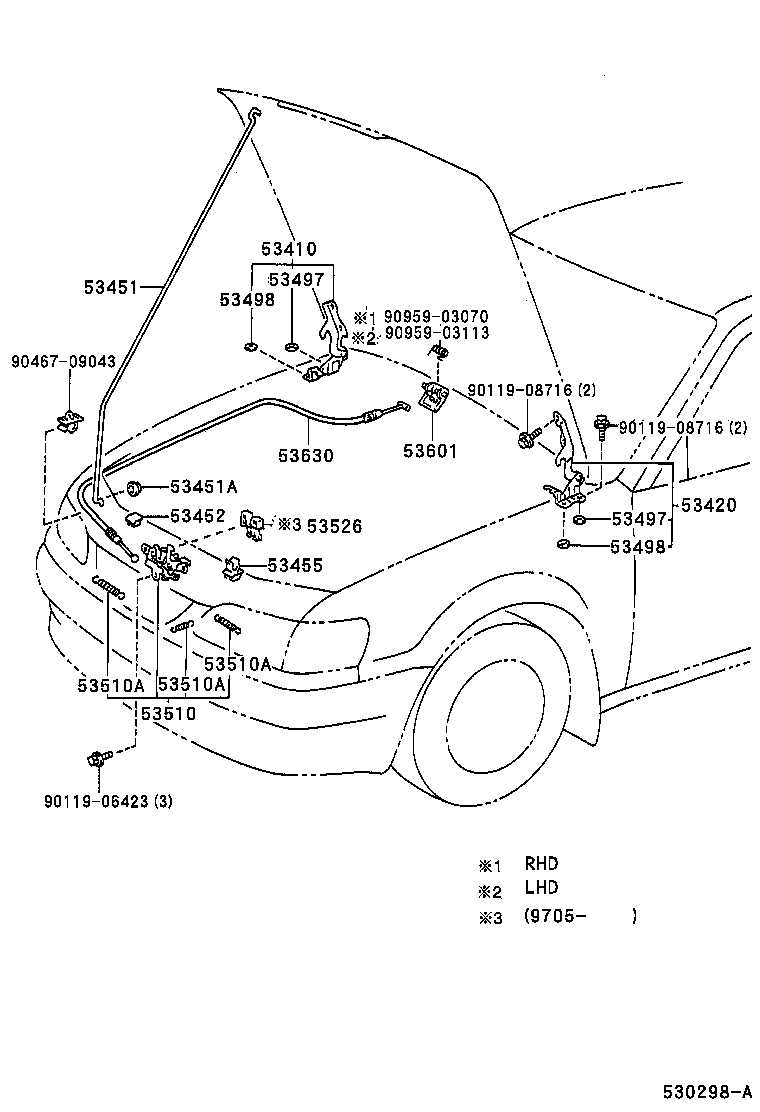 53451-12191 ROD, HOOD SUPPORT product image