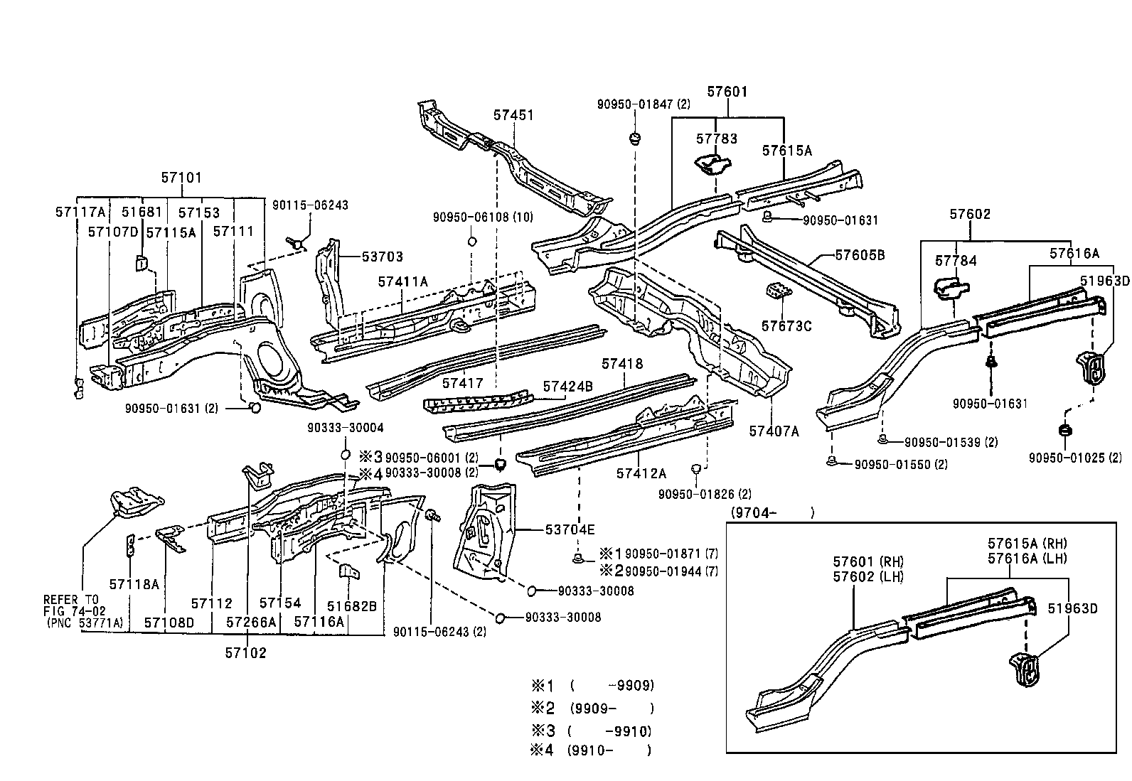57602-12880 MEMBER SUB-ASSY, REAR FLOOR SIDE, LH product image