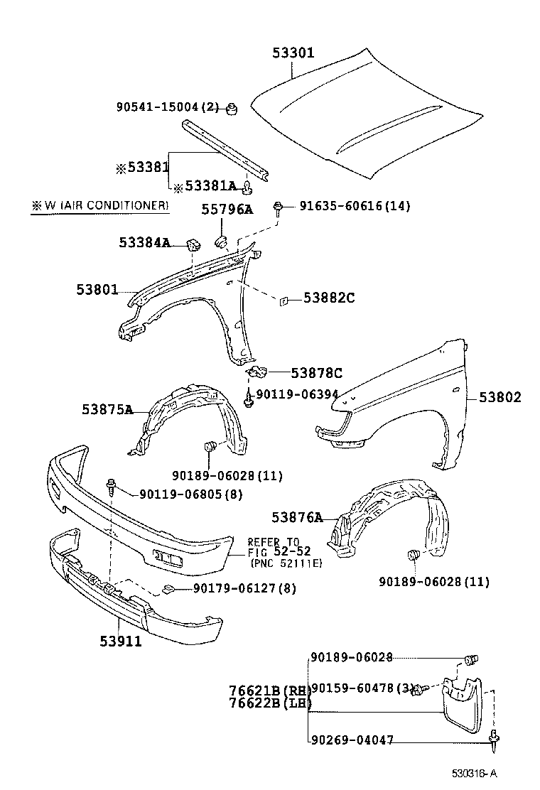 Toyota 53801-35540 FENDER SUB-ASSY, FRONT RH