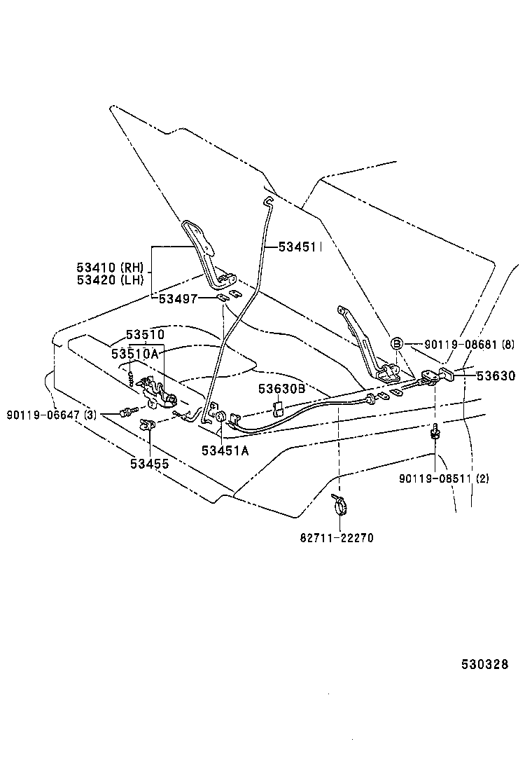 53510-60041 LOCK ASSY, HOOD product image