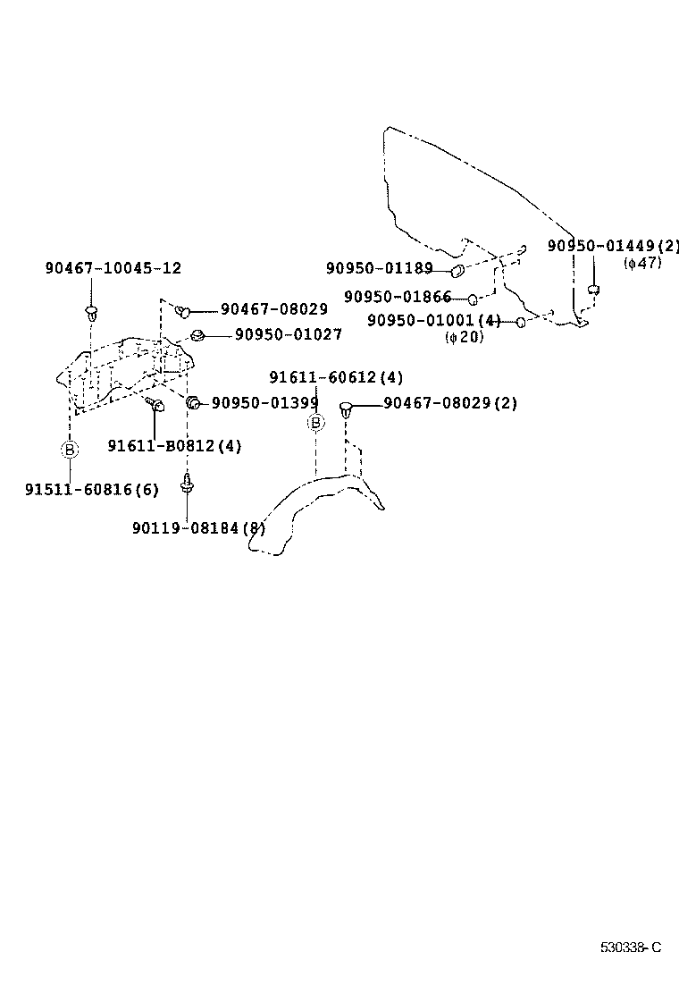 53702-60120 APRON SUB-ASSY, FRONT FENDER, LH product image