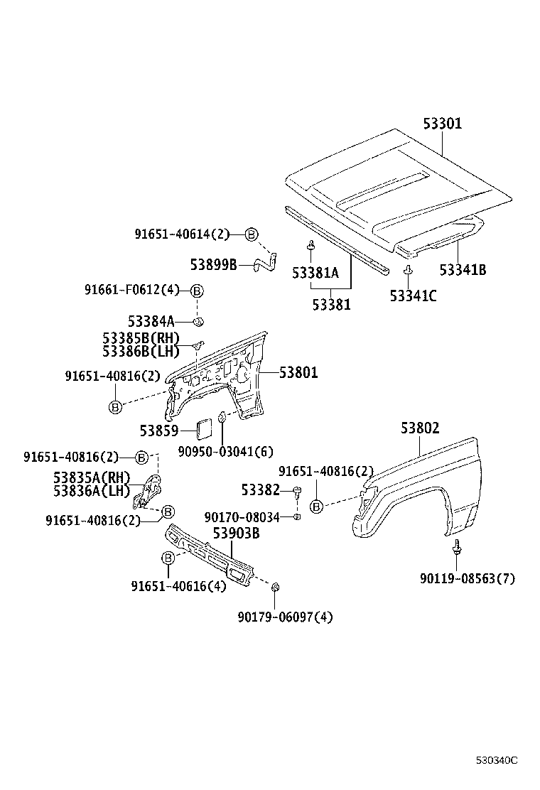 53802-60720 FENDER SUB-ASSY, FRONT LH product image