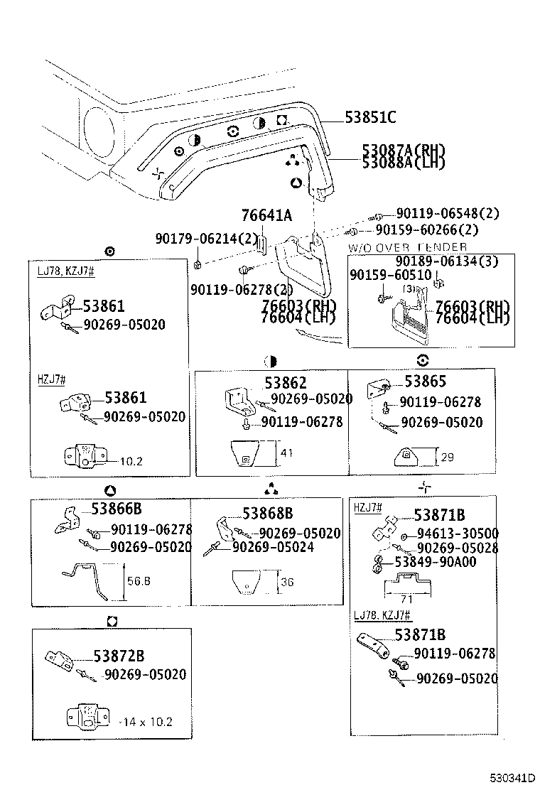 53802-60720 FENDER SUB-ASSY, FRONT LH product image