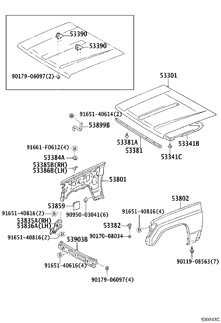 53802-60330 FENDER SUB-ASSY, FRONT LH product image