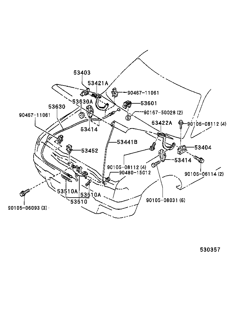 53441-04010 SUPPORT, HOOD product image