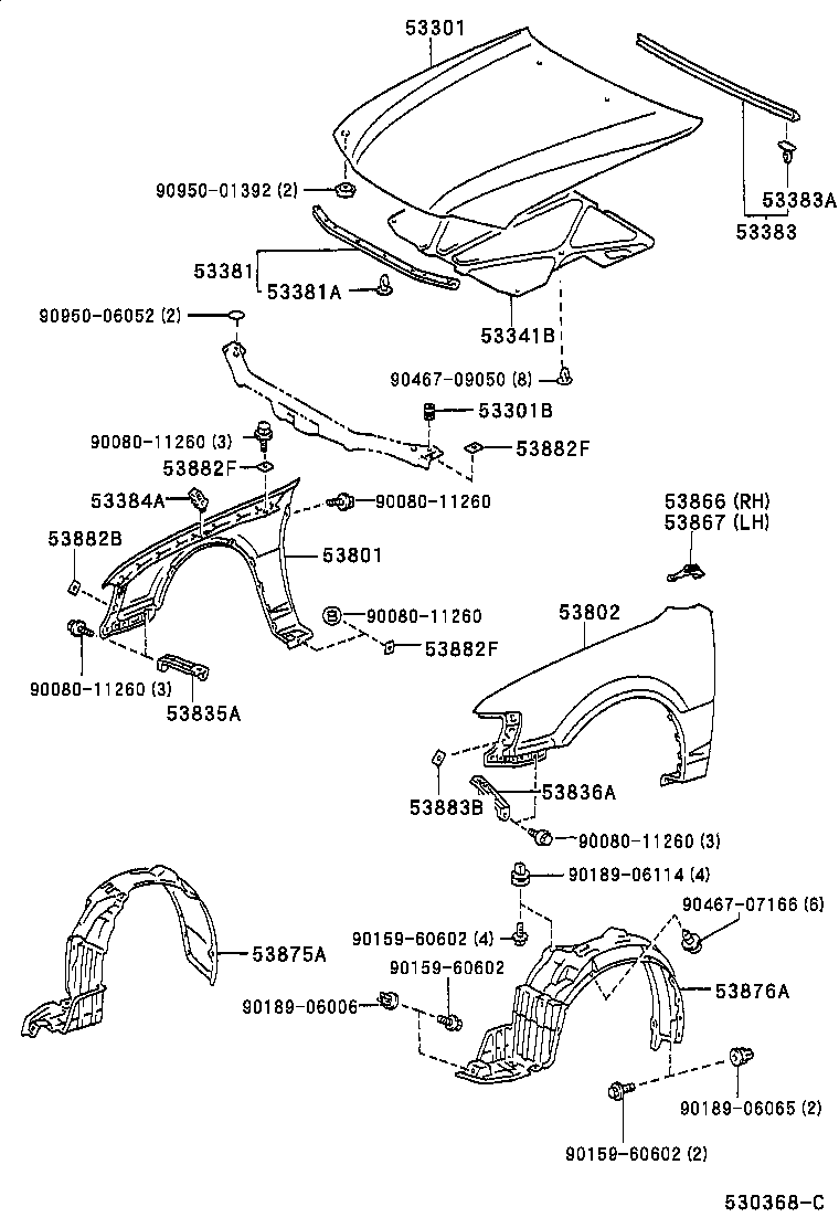 Toyota 53867-12020 SEAL, FRONT FENDER TO COWL SIDE, LH