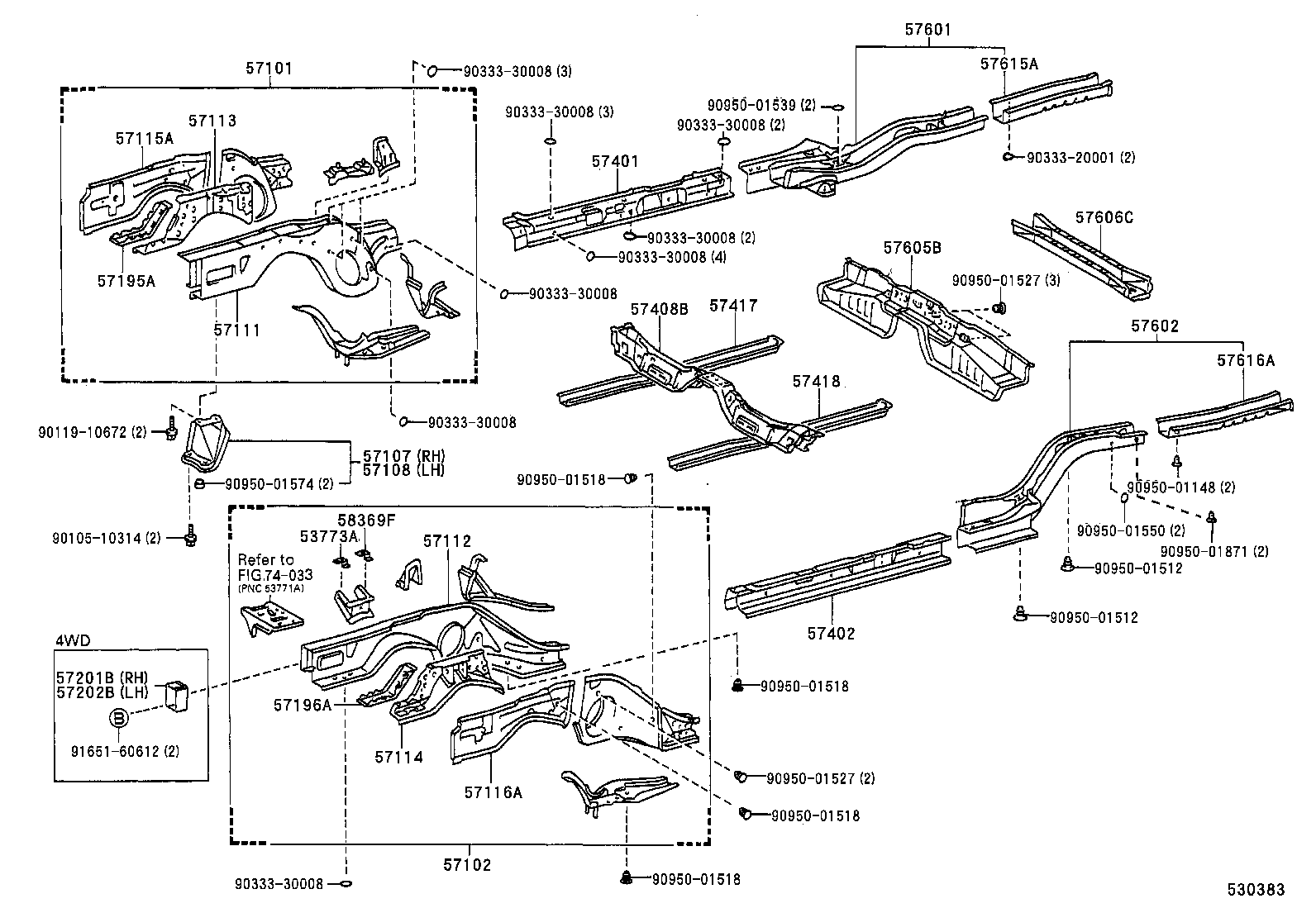 57201-32010 EXTENSION SUB-ASSY, FRONT SIDE MEMBER, RH product image
