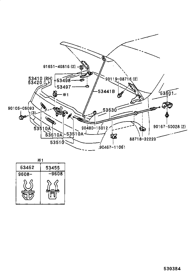 53601-89103-B1 LEVER SUB-ASSY, HOOD LOCK CONTROL product image
