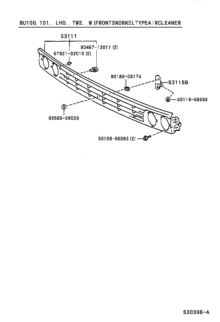 53116-37010 BRACKET, RADIATOR GRILLE, NO.2 product image