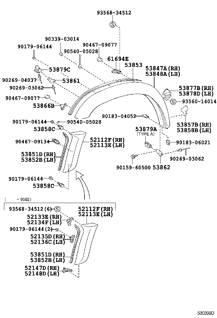 53812-35150 FENDER SUB-ASSY, FRONT LH product image