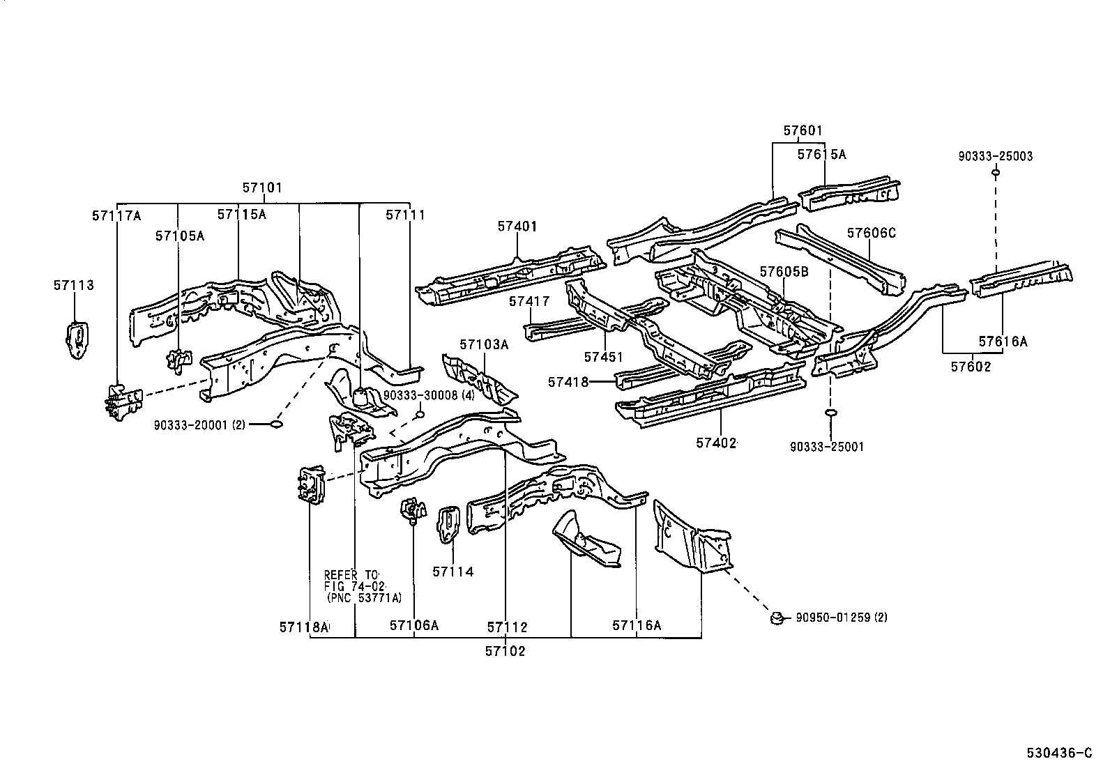 57616-33905 MEMBER, REAR FLOOR SIDE, REAR LH product image
